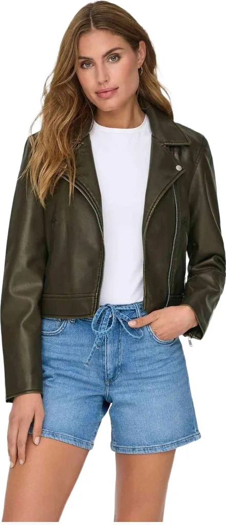 Veste Courte Only 15320963 Noir Délavé Coton Taille XS Coupe Ajustée