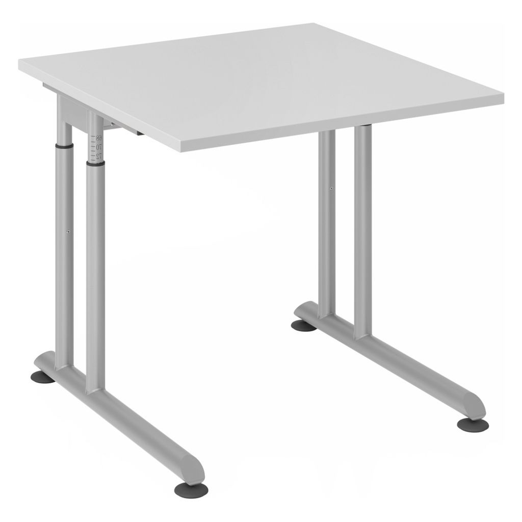 Schreibtisch C-Fuß 80x80cm Grau/Silber