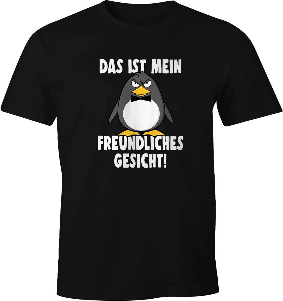 Herren T-Shirt Das ist mein freundliches Gesicht Vogel Pinguin Spruch Fun-Shirt Moonworks schwarz XXL