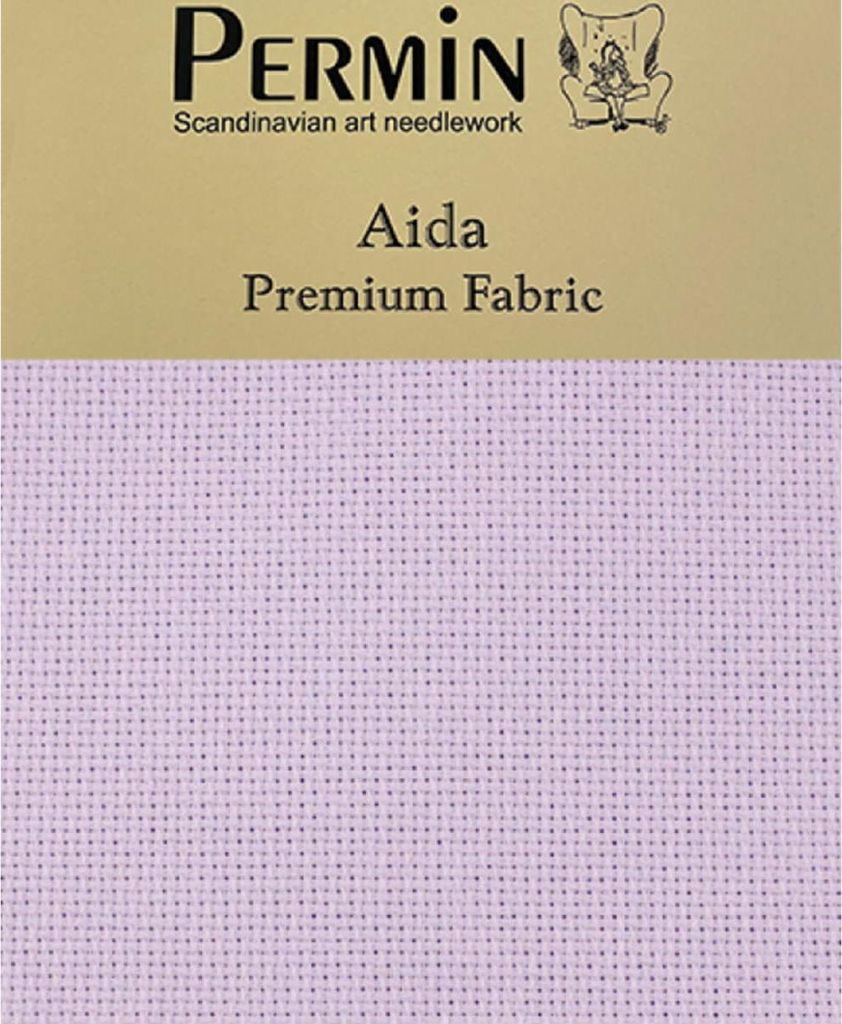 Permin Precut 16 ct. Aida 355 Farbe 322 Friedliches Lila, Handarbeitsstoff für Kreuzstich 43x50 cm