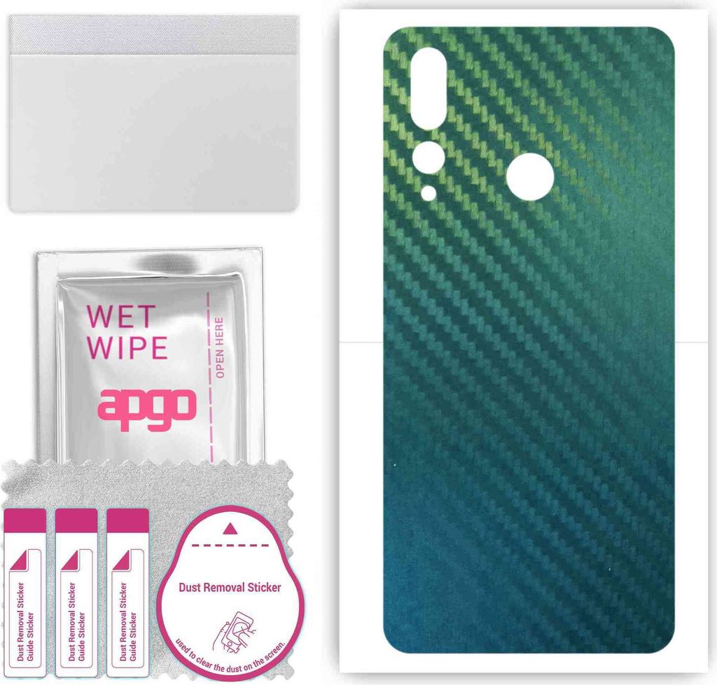 apgo Rückseite Schutzfolie, Skin, kompatibel mit Lenovo K6 Enjoy, Hinten Displayschutzfolie aus Vinylfolie, kratzfest, einfache Montage - Kohlenst...