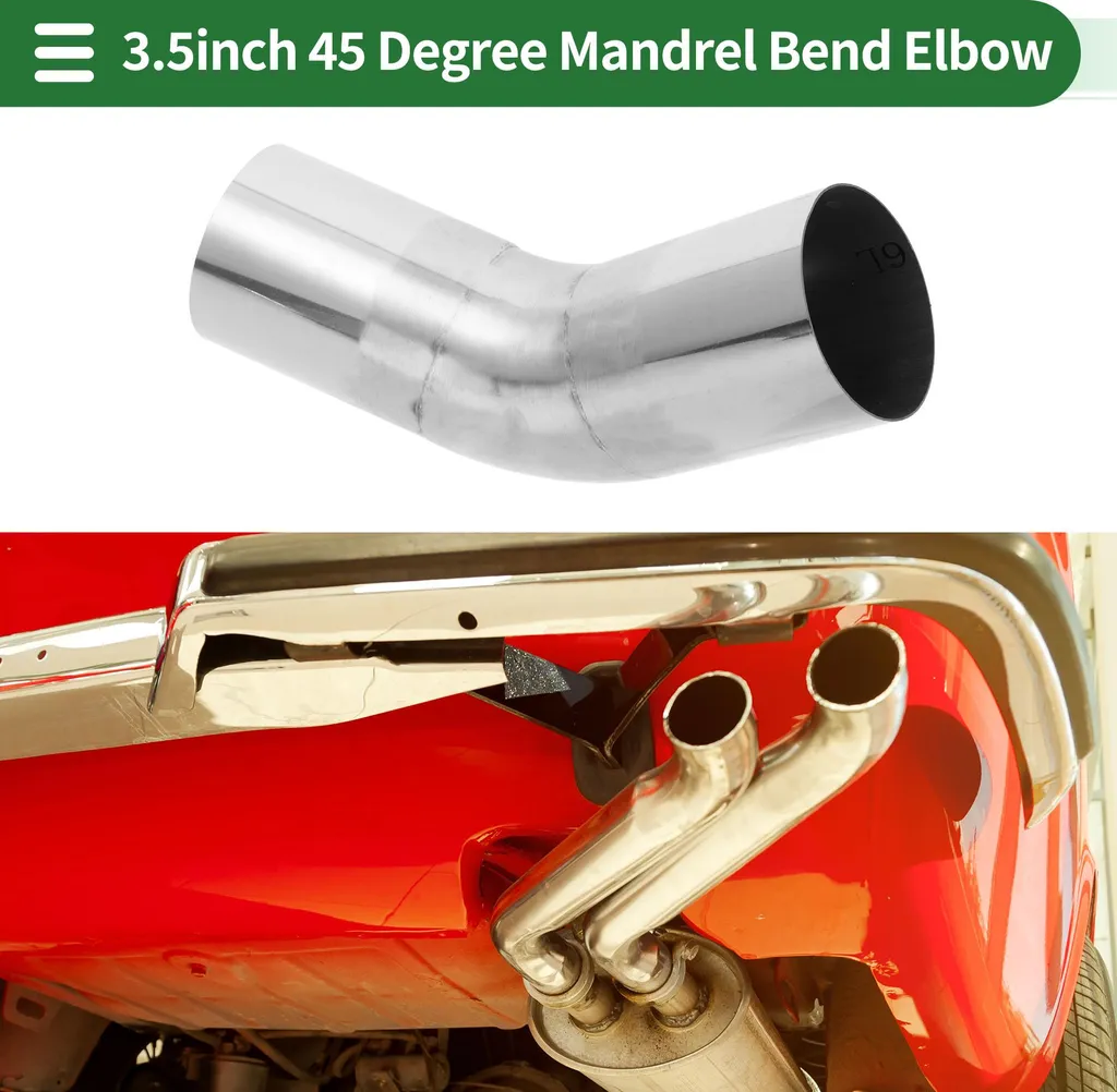 Tube Échappement Coude 45° Inox T316 Argenté 89mm pour Auto Modifiée - 3
