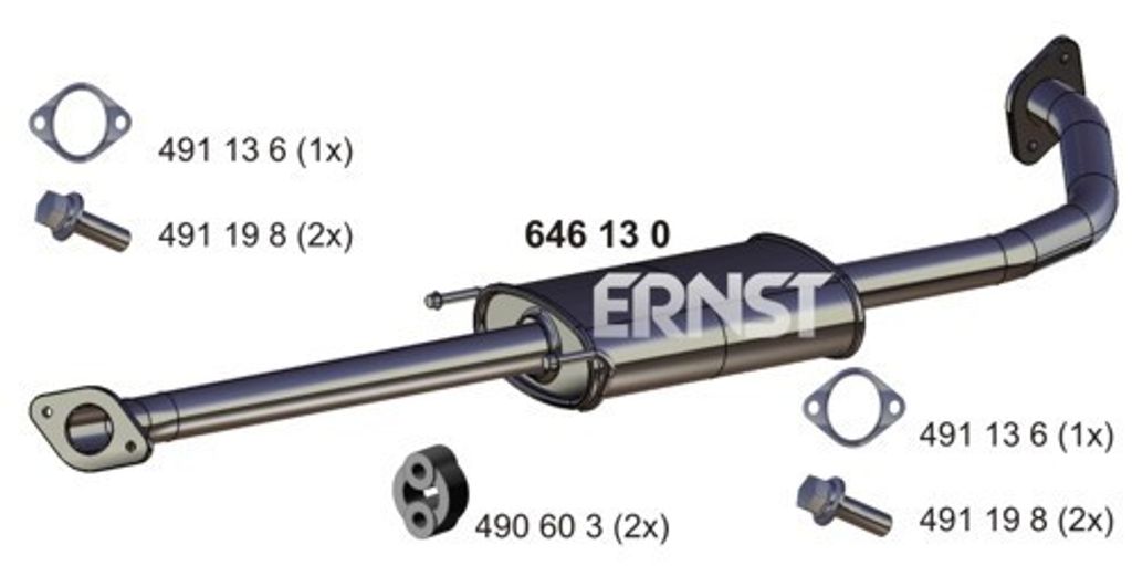 ERNST 646130 Mittelschalldämpfer Schalldämpfer für HYUNDAI i30 (FD) i30 CW (FD)