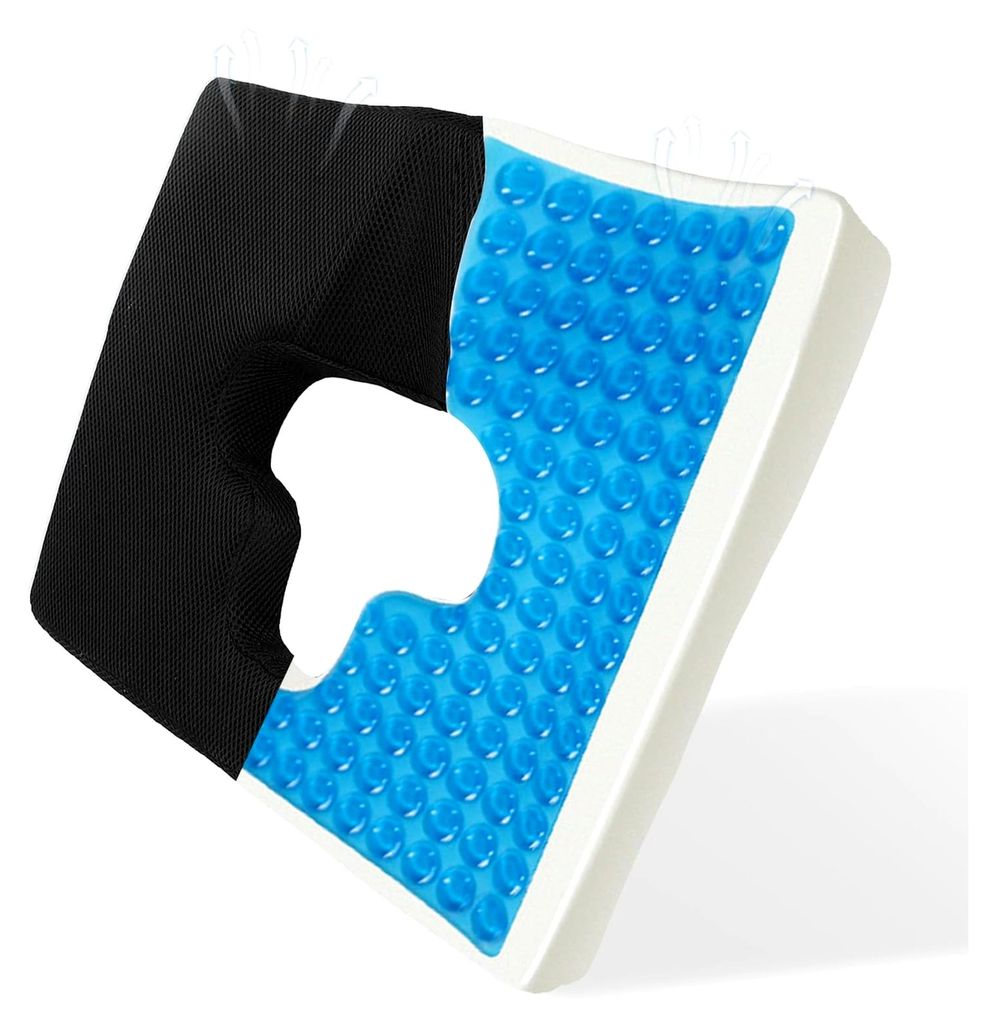 Anti-Dekubitus-Kissen aus Memory-Schaum mit Gel, ergonomisches Sitzkissen mit T-förmiger Öffnung für Bettlägerige, Rollstuhlnutzer und langes S...