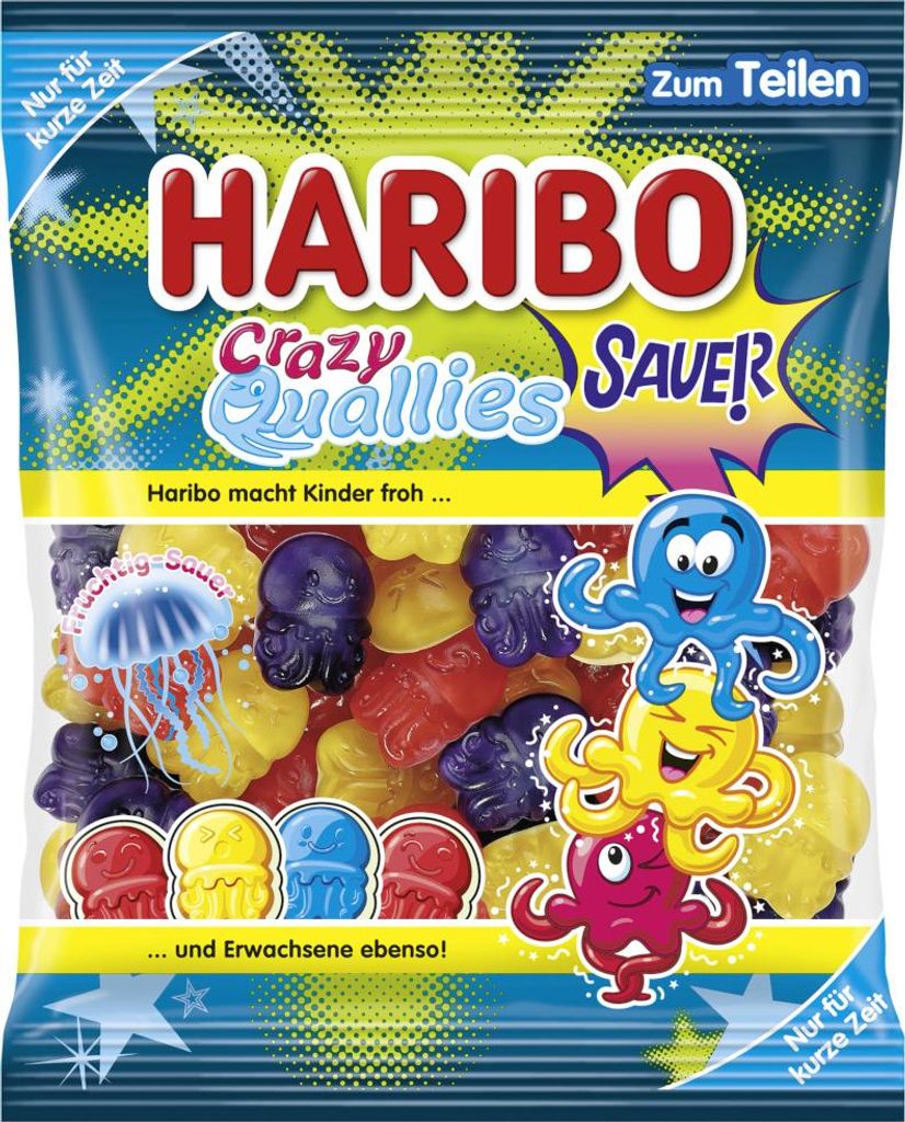 Haribo Crazy Quallies ovocné žvýkačky kyselé s pěnovým Obrázek produktu 