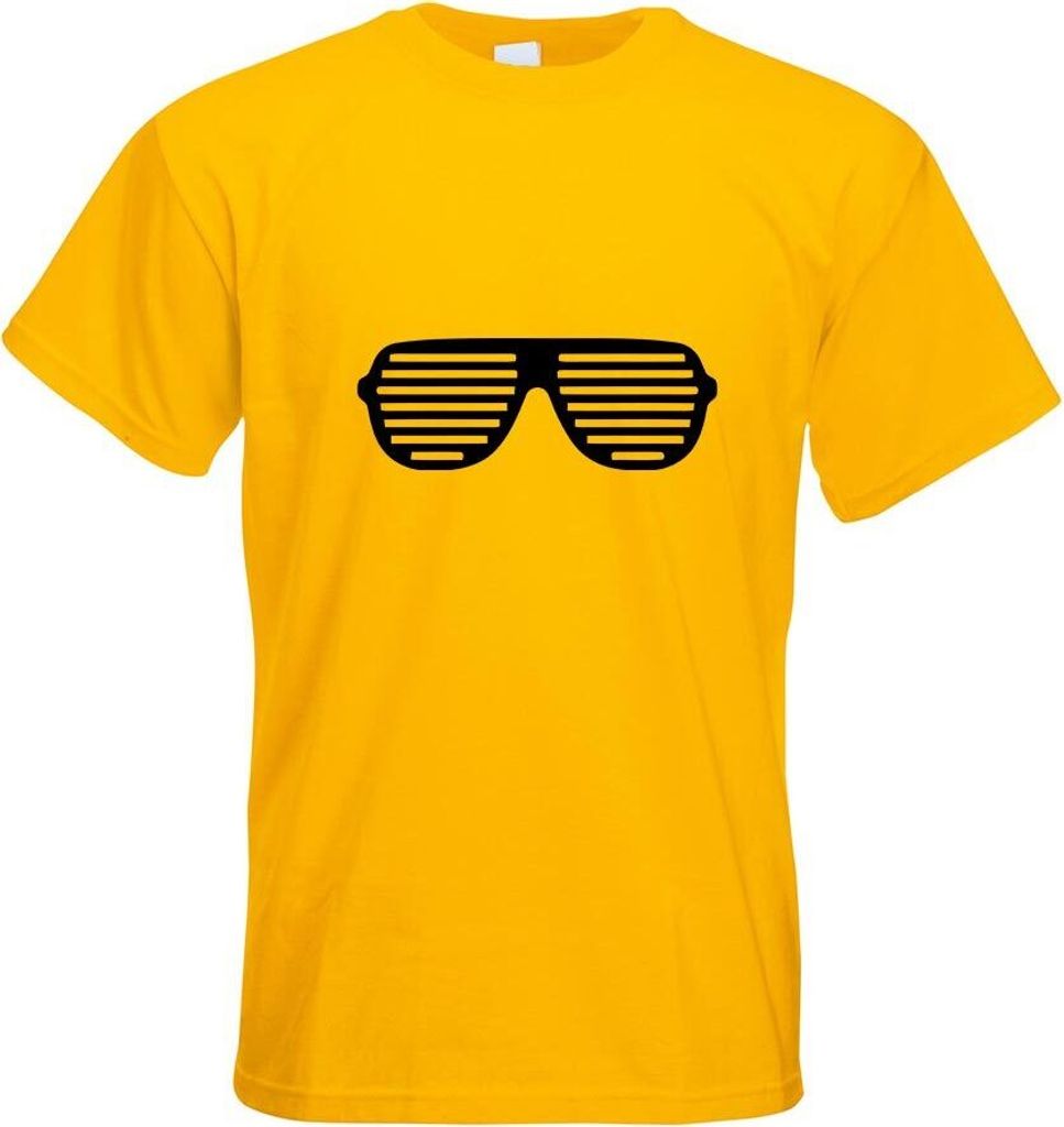 Kiwistar - T-Shirt - gelb - Raver Shutter Brille Motiv Bedruckt Funshirt Design Print - mit Motiv Bedruckt - Funshirt Design - Sport - Freizeit - H...