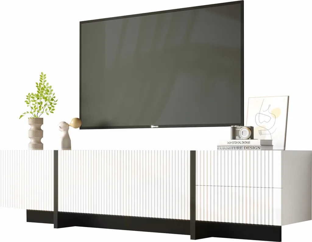 Grand Meuble TV 190 cm Abrihome pour Salon Familial - Rangement Complet - 3