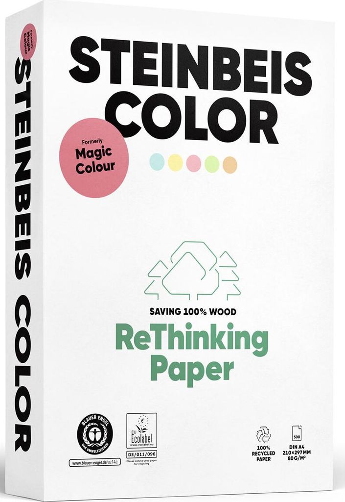 Color Blau - Magic Colour - Recyclingpapier A4 80 g/qm blau 500 Blatt. Packung mit 5 Stück