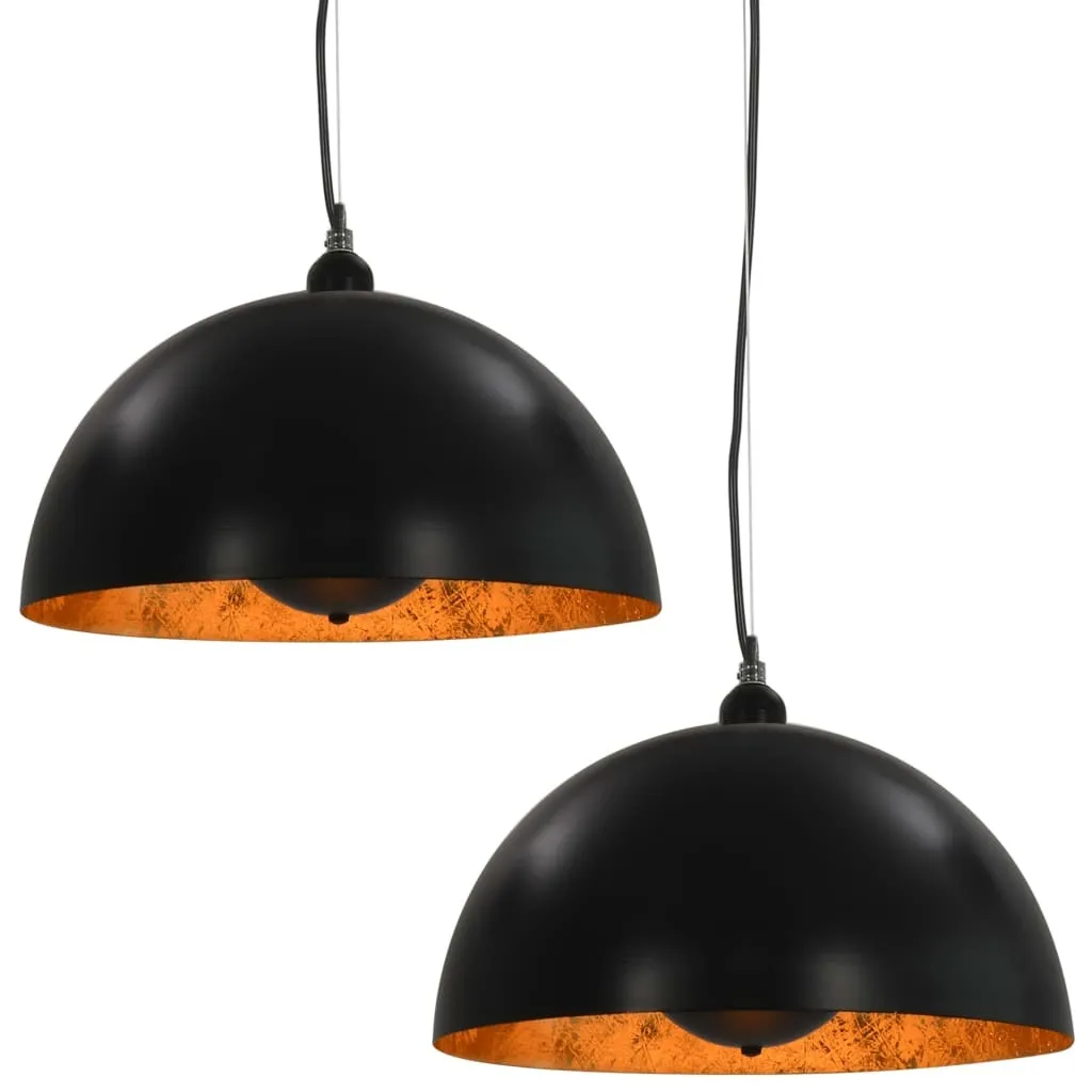 vidaXL Set 2 Plafoniere Nero Oro 40cm E27 - Illuminazione Design Interni