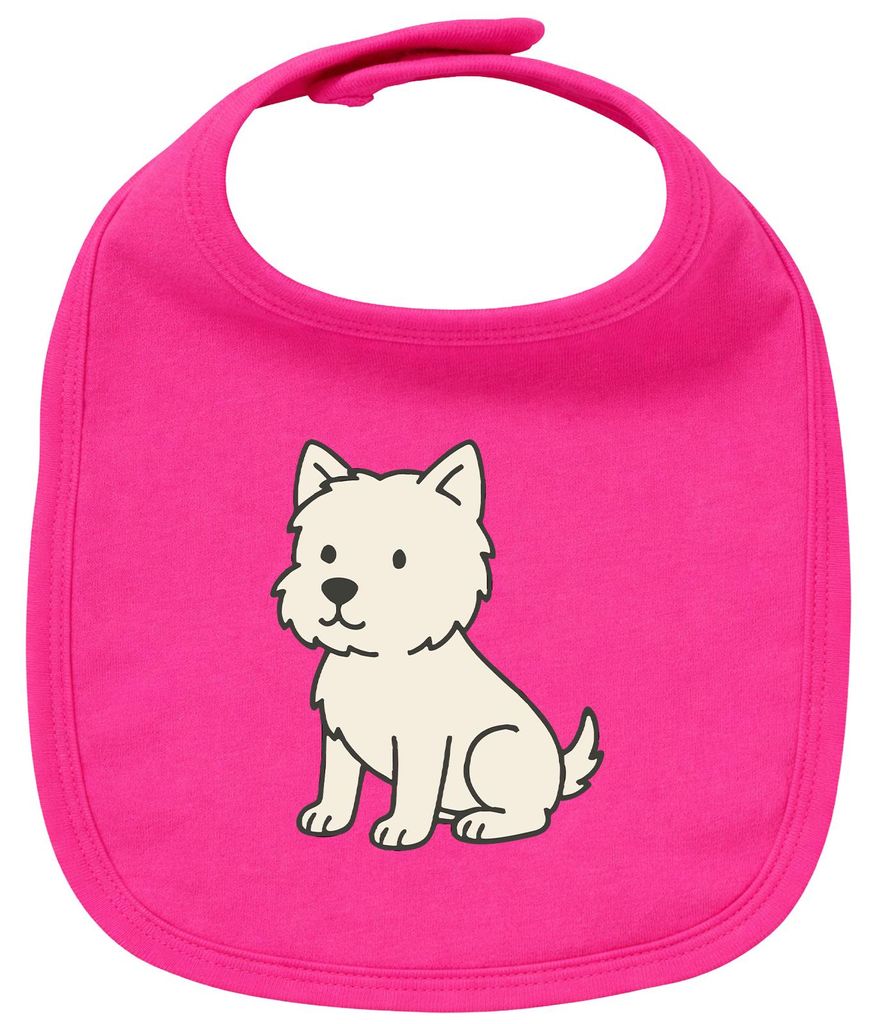 Huuraa Baby Lätzchen West Highland White Terrier Comic Westie Cherry Pink Klettverschluss Baumwolle Latz Geschenkidee