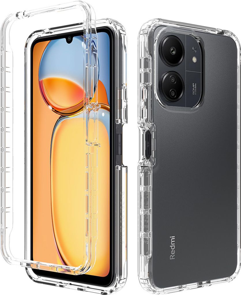 Redmi 13C Hülle, Hybrid Transparente Rückseite TPU Bumper Stoßfest Schutzhülle für Xiaomi Redmi 13C/Poco C65 4G