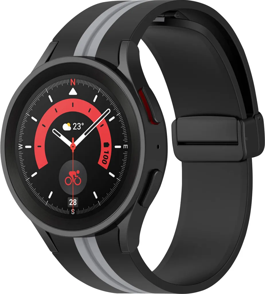 Cinturino Galaxy Watch 5 4 Pro Silicone Bicolore Nero Grigio