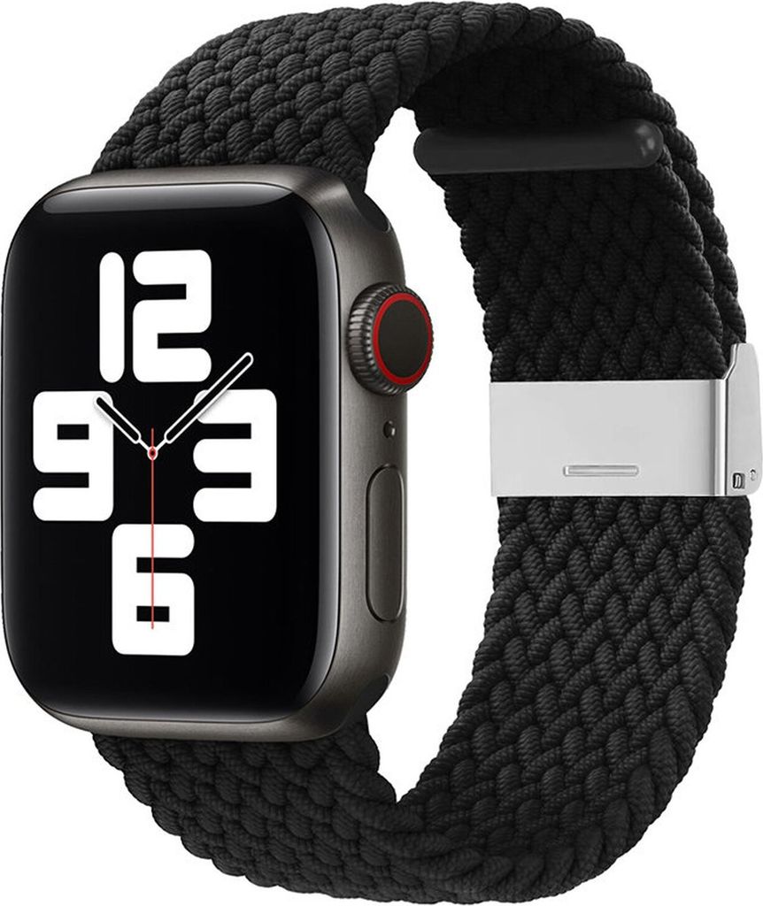 Armband Stoffarmband Ersatz für Apple Watch 7/6 / SE / 5/4/3/2 41mm 40mm 38mm Geflochtenes Armband Uhrenarmband Schwarz
