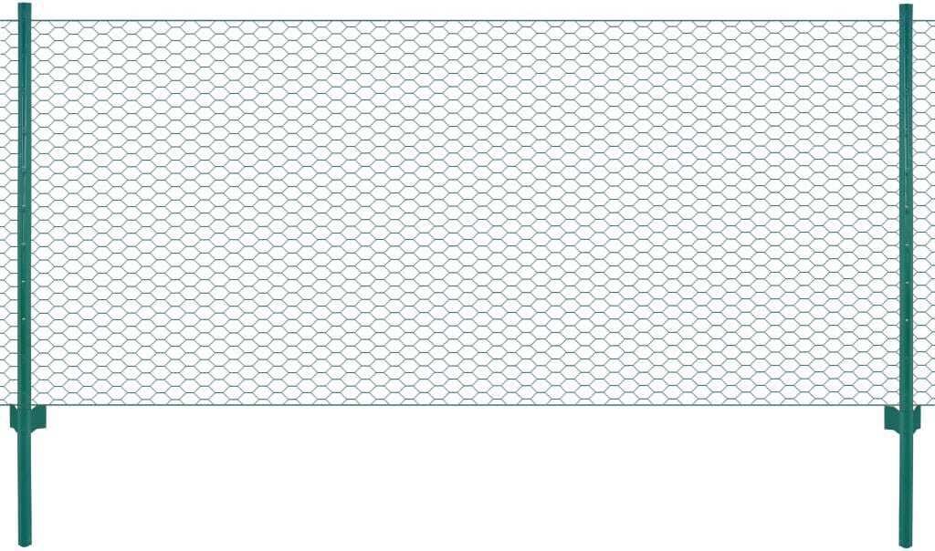 Maschendrahtzaun mit Pfosten Stahl 25 x 1 m Grün