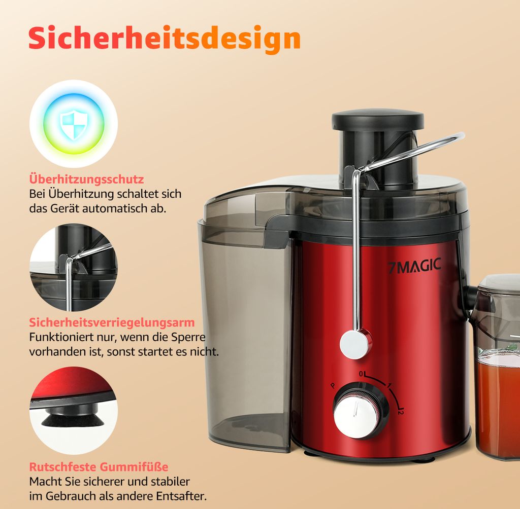 Fine Life Pro Elektrischer Entsafter - 1,2L Wiederaufladbar, 3D-10 Klinge, Zwei Modi