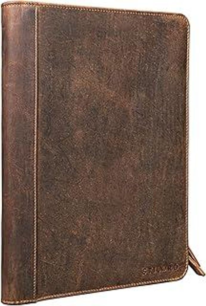 STILORD 'Julius' Vintage Konferenzmappe Leder Schreibmappe Aktenmappe Dokumentenmappe A4 Organizer 12 Zoll Tablettasche echtes Rindsleder, Farbe:mi...