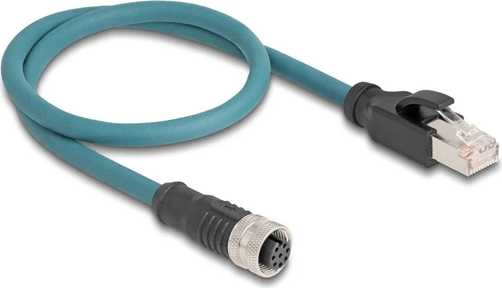 Adattatore Industriale M12 8 Pin BU a RJ45 ST Delock | 50cm S/FTP