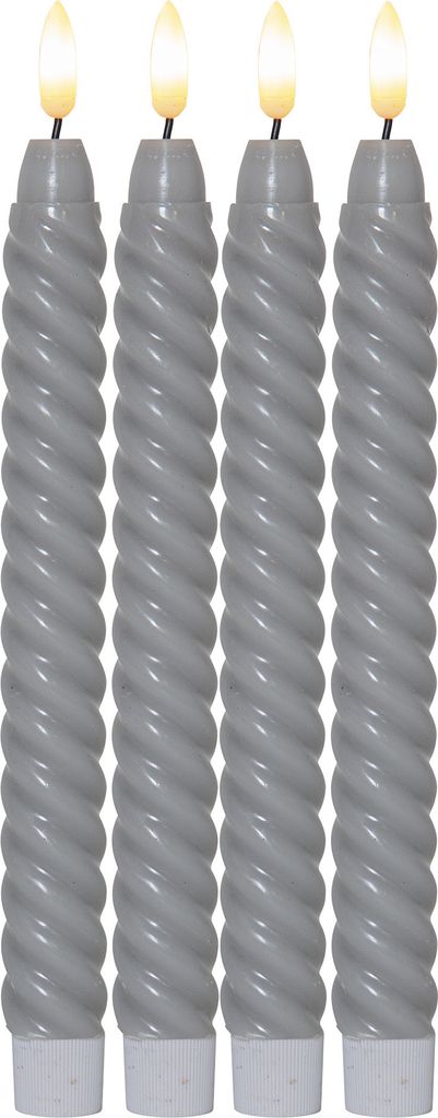 Star Trading LED Kerzen mit Timerfunktion | LED Stabkerzen grau | LED Kerzen flackernde Flamme | LED Kerze mit Timer | Kerzen Deko | Stabkerzen ged...