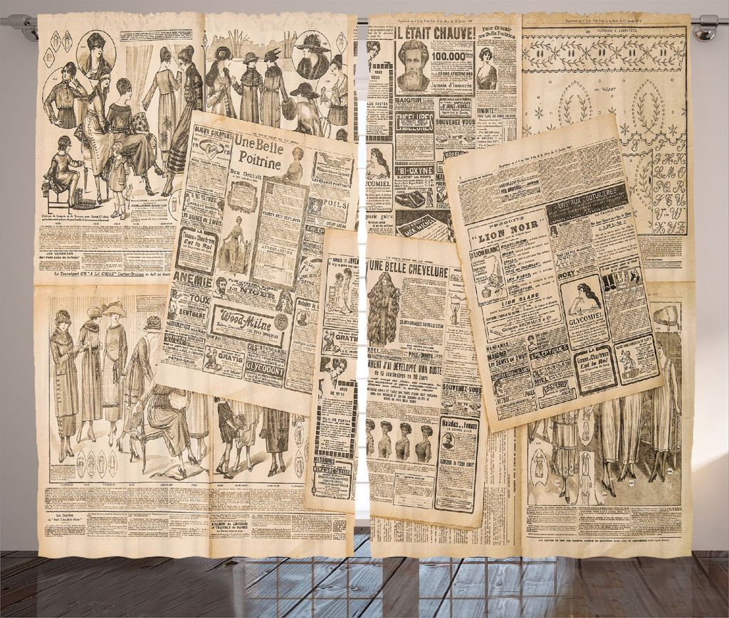 ABAKUHAUS Sahne Rustikaler Gardine, Modezeitschrift Frau, Schlafzimmer Kräuselband Vorhang mit Schlaufen und Haken, 280 x 225 cm, Sahne