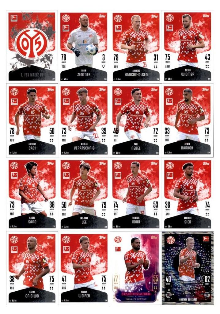 Topps Match Attax Bundesliga - 2024/25 - Mannschaftspaket - 1. FSV MAINZ 05