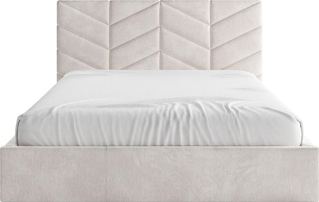 Boxbett 180 x 200 cm - Strukturierter Stoff - Creme - JUSTANI