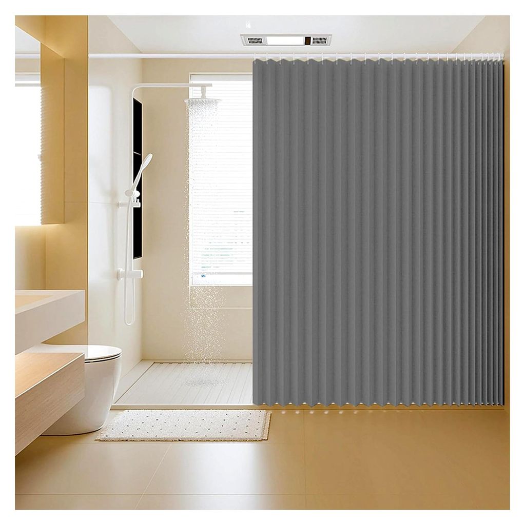 Faltbarer Duschvorhang mit magnetischem, wasserdichtem Design und Haken, spritzwassergeschützt, aus Polyester-Leinen für das Badezimmer, 1 Paneel...