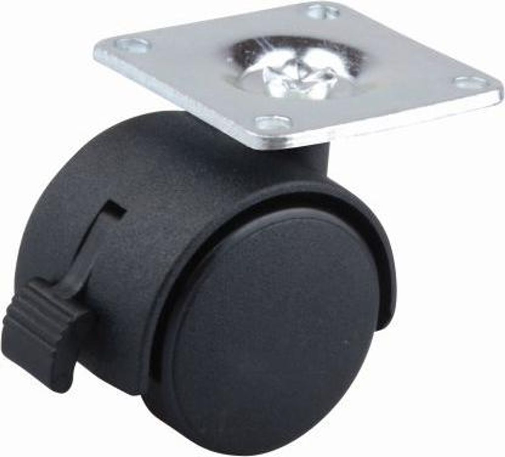 40-mm-Möbelrolle mit schwarzem Bremsbelag
