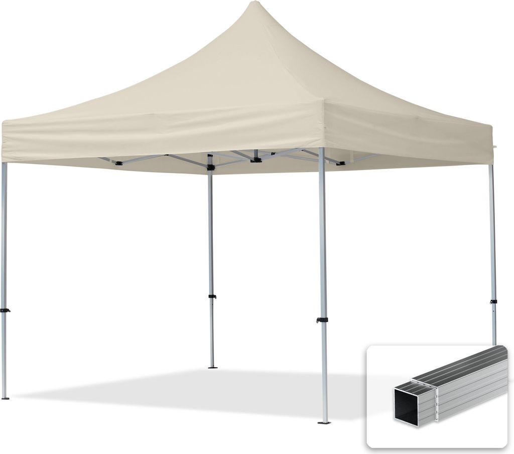TOOLPORT 3x3m Aluminium Faltpavillon, ohne Seitenteile, creme