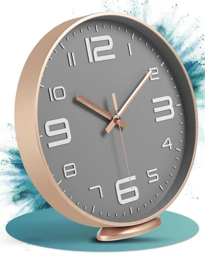 Horloge murale silencieuse contre les nuisances sonores - Gris rosé 20 cm