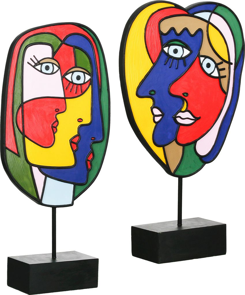 Gilde Skulptur, "Rothko", Gesichtsmotiv, Kunstharz, mehrfarbig, L. 7 cm, B. 20 cm, H. 35 cm 58223 4063387582237 2 Stück (2-fach sortiert)