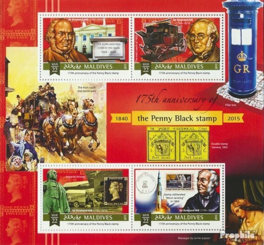 Briefmarken Malediven 2015 Mi 6026-6029 Kleinbogen (kompl. Ausg.) postfrisch 1 Penny Schwarz