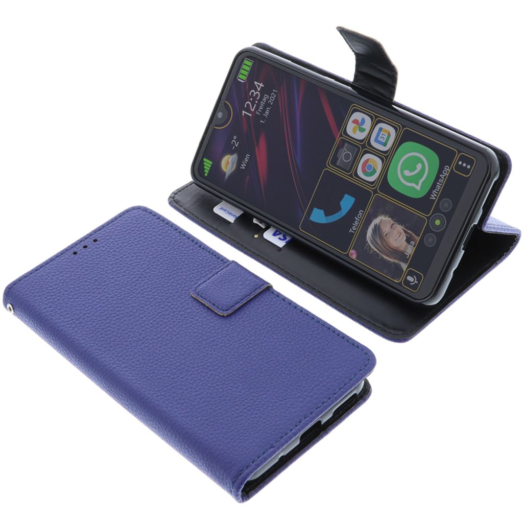 foto-kontor Tasche kompatibel mit Beafon M6S Book Style blau Schutz Hülle Buch