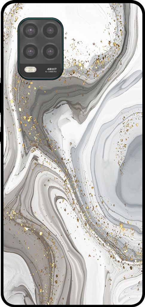 Smartphonica Handytasche geeignet für Xiaomi Mi 10 Lite mit Marmordruck - TPU zurück Abdeckung Fall Marmor Design - Silber
