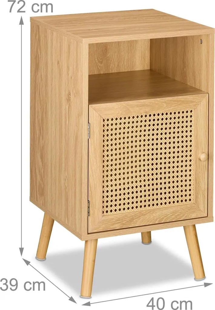 Table de chevet style rotin pour optimiser l'espace et ranger vos objets - 3