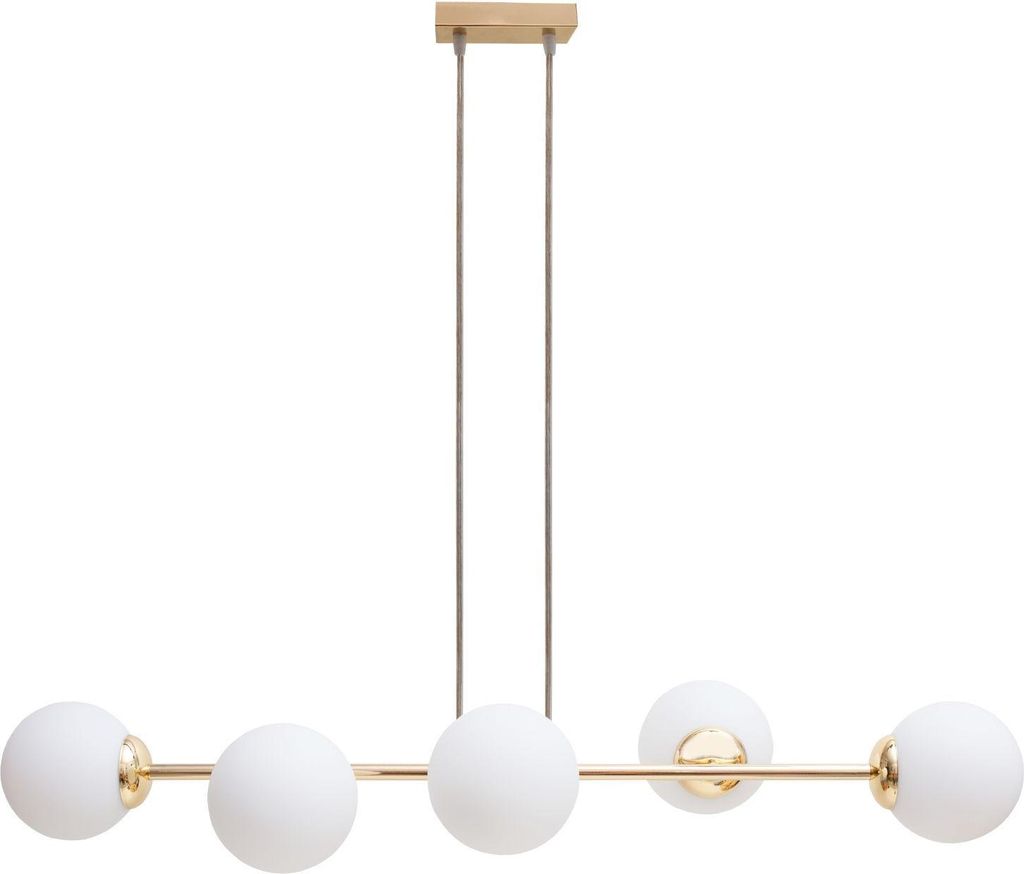 Hängeleuchte Metall Glas H: max. 95 cm in Gold Weiß E27 Kugel Schirm Modern