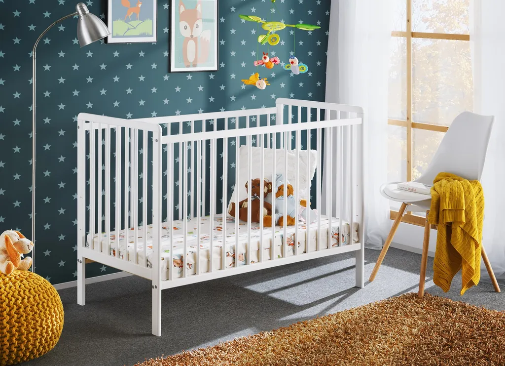 Lit bébé blanc 60x120 solide ERA - Sommier ajustable pour le dos