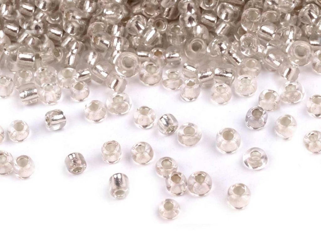 50g Rocailles Glasperlen 8/0 3mm silber