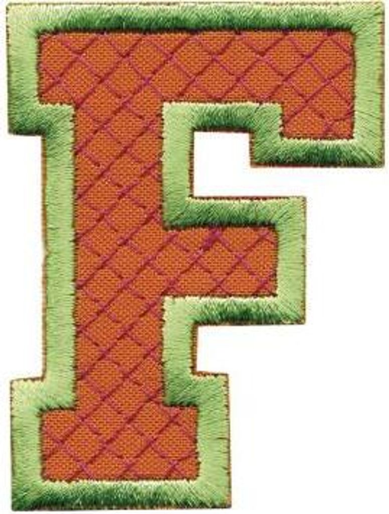 Aufnäher Patches - Buchstabe F - Gr. ca. 6cm - 21507 grün-orange