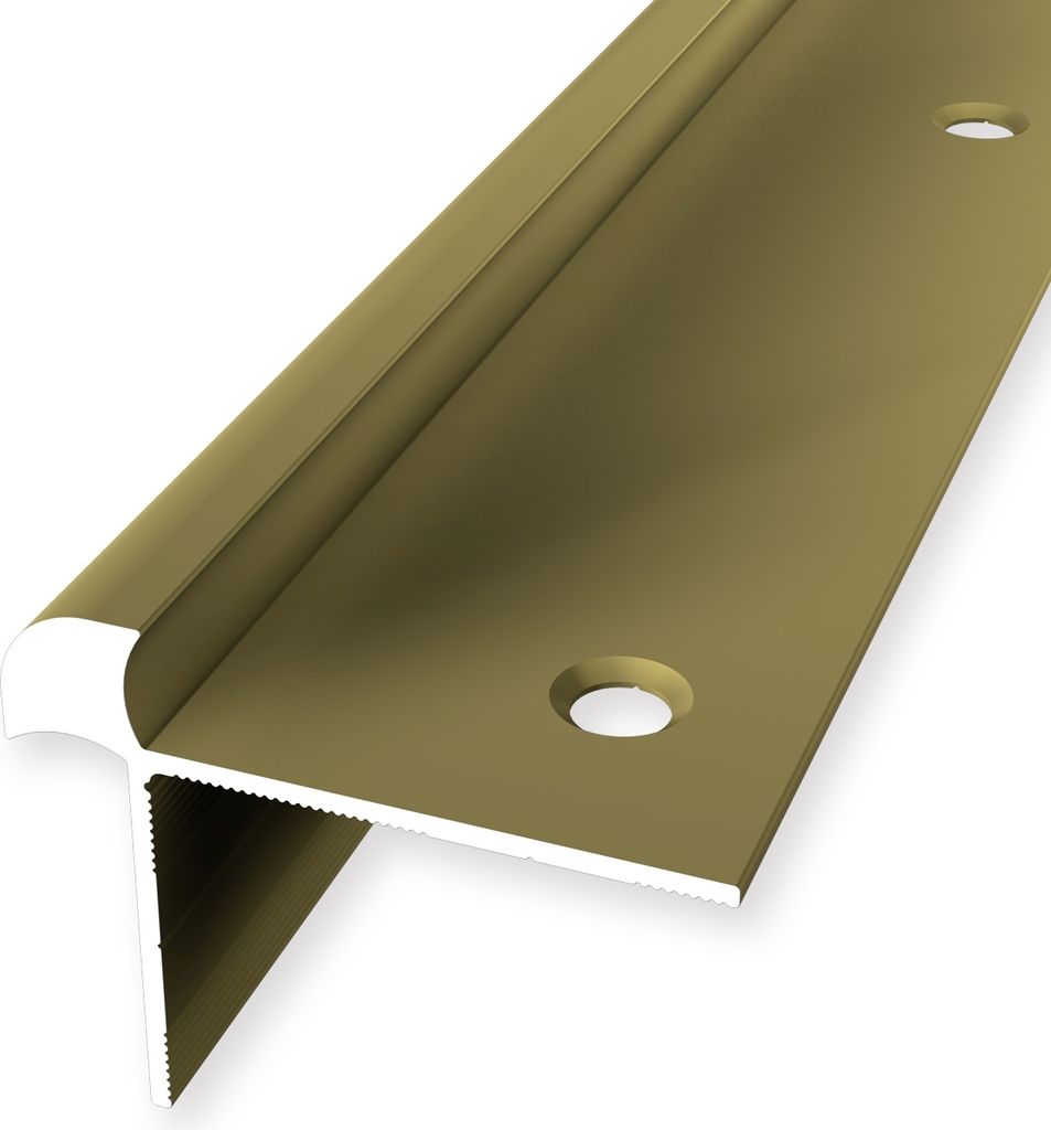 Treppenkantenprofil 33 x 43 x 2500 mm Winkelprofil Einfasshöhe 6.5 mm Aluminium Glatt Doppelt Versetzt Versenkt Gebohrt Gold Küberit