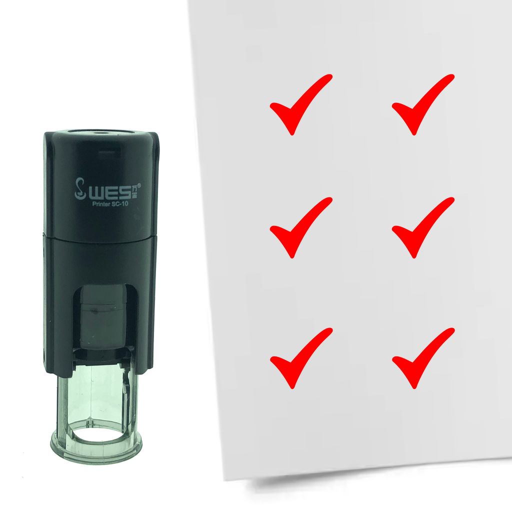 CombiCraft Selbstfärbender Stempel 'Häkchen' in der Farbe Rot, Ø10mm