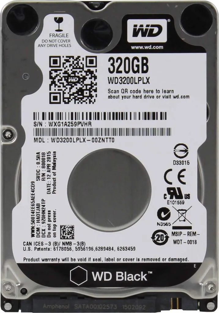 WD Black WD3200LPLX 320GB HDD Interno 2.5 SATA 7200 RPM Laptop