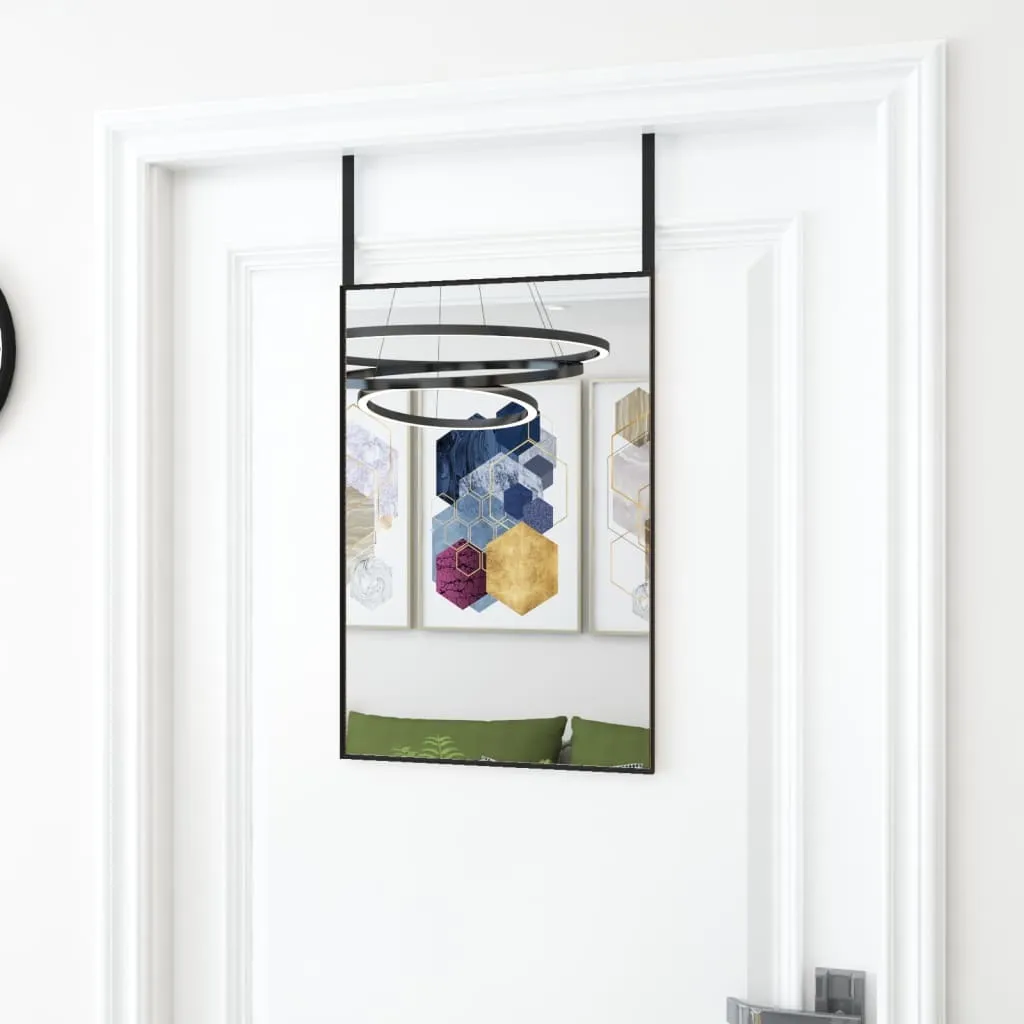 The Living Store Miroir de Porte Noir 40x60 cm en Verre et Aluminium