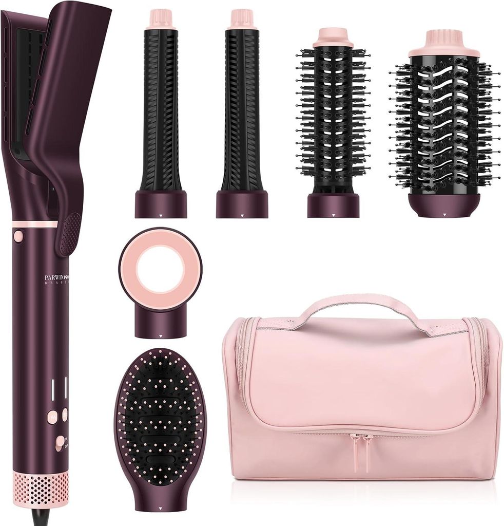 7 in 1 Airstyler, PARWIN PRO BEAUTY MaxAIR 2.0 Multi-Styler Set, Auto-Wrap Lockenstab, Geringere Hitzeschäden Glätteisen, 110000 U/Min Föhn, Vol...