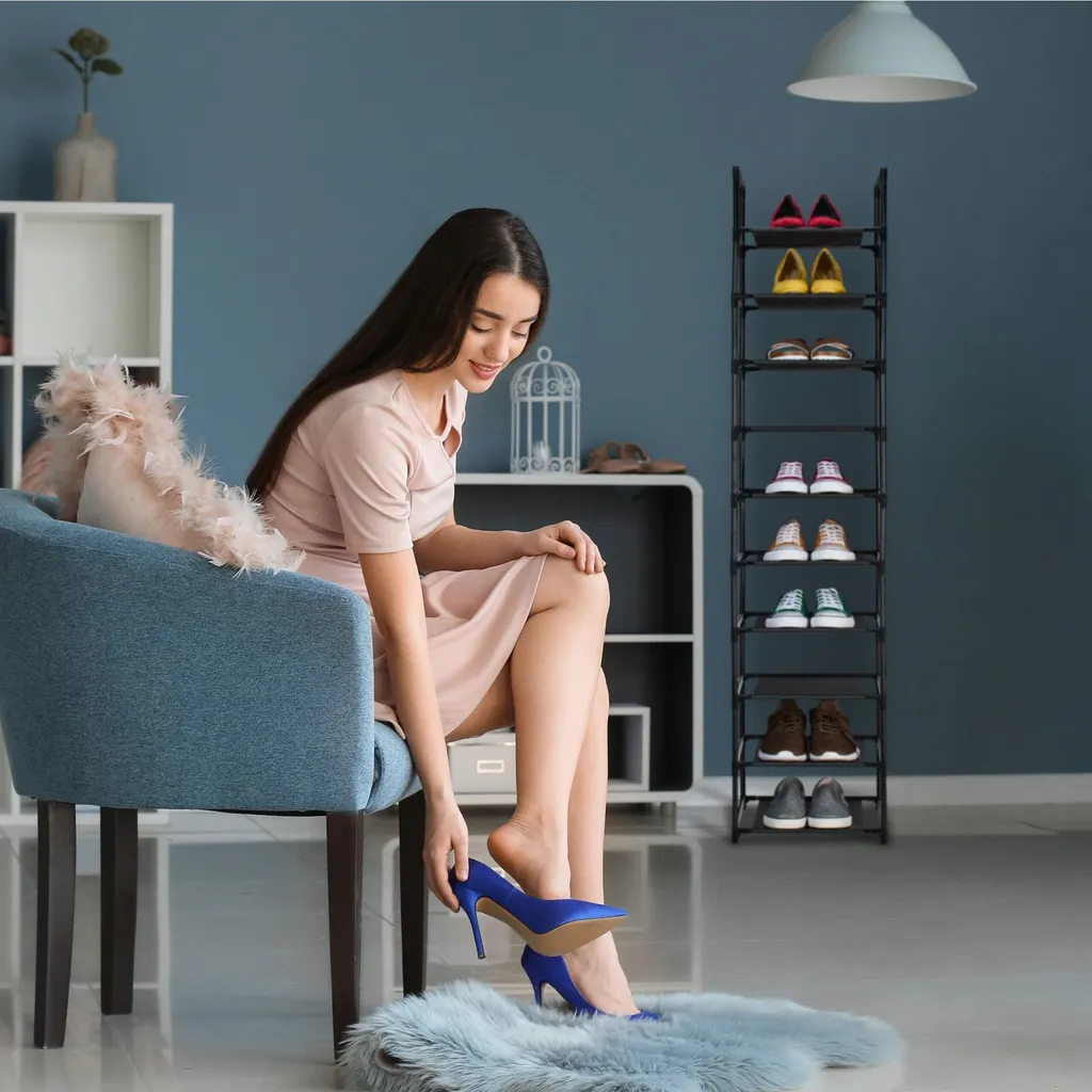 Étagère à chaussures étroite modulable - Structure en Acier Inoxydable - 6
