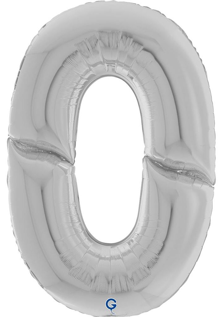 Riesenzahl Giant - Folienballon 64"/162cm - Silber Zahl: 0 Produktbild 