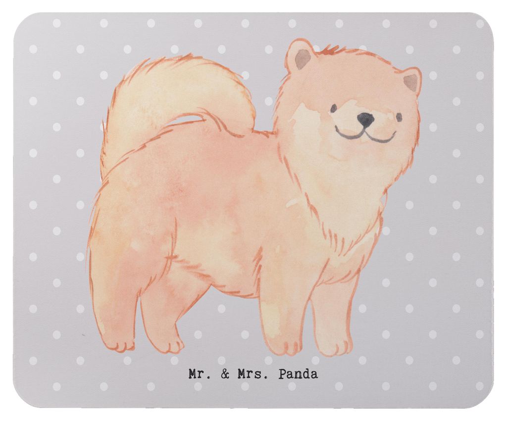 Mr. & Mrs. Panda Mauspad Chow-Chow Lebensretter - Grau Pastell - Geschenk, Mousepad, Asiatischer Spitz, pc mausunterlage, Mouse Pad, computermatte