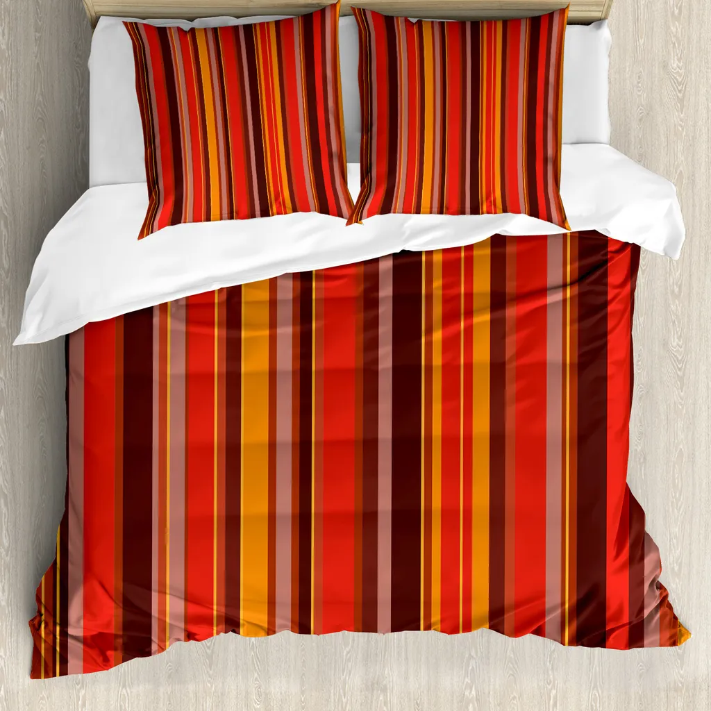 Set Letto ABAKUHAUS Geometrico Rosso Marrone Giallo 155x220 cm