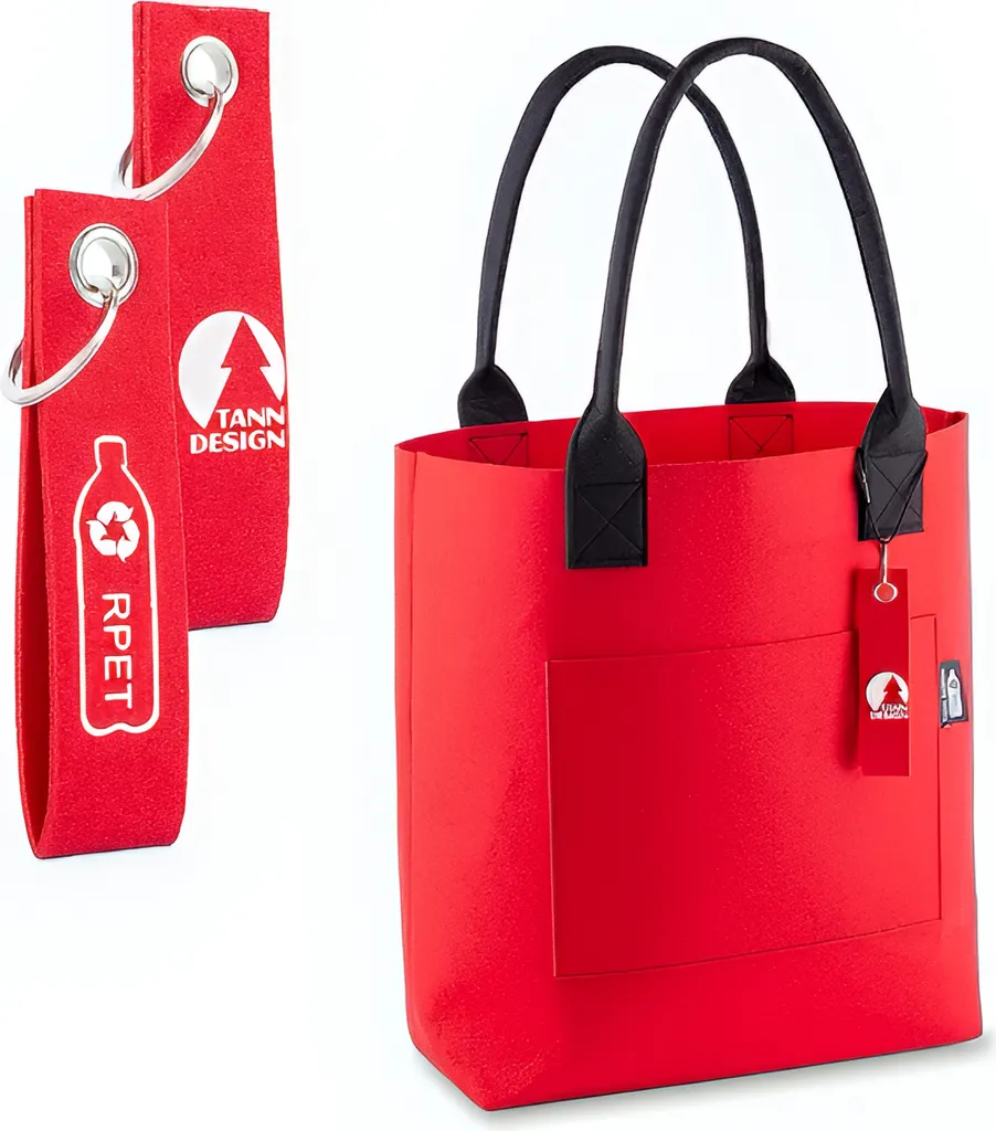Sac cabas shopping et travail feutre rouge 21L recyclé TANNDESIGN