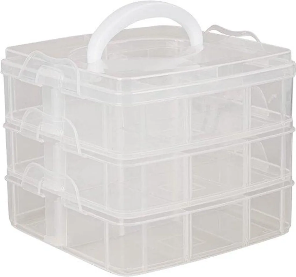 Boîte de rangement 18 cases anti-mélange avec poignée pour petits objets
