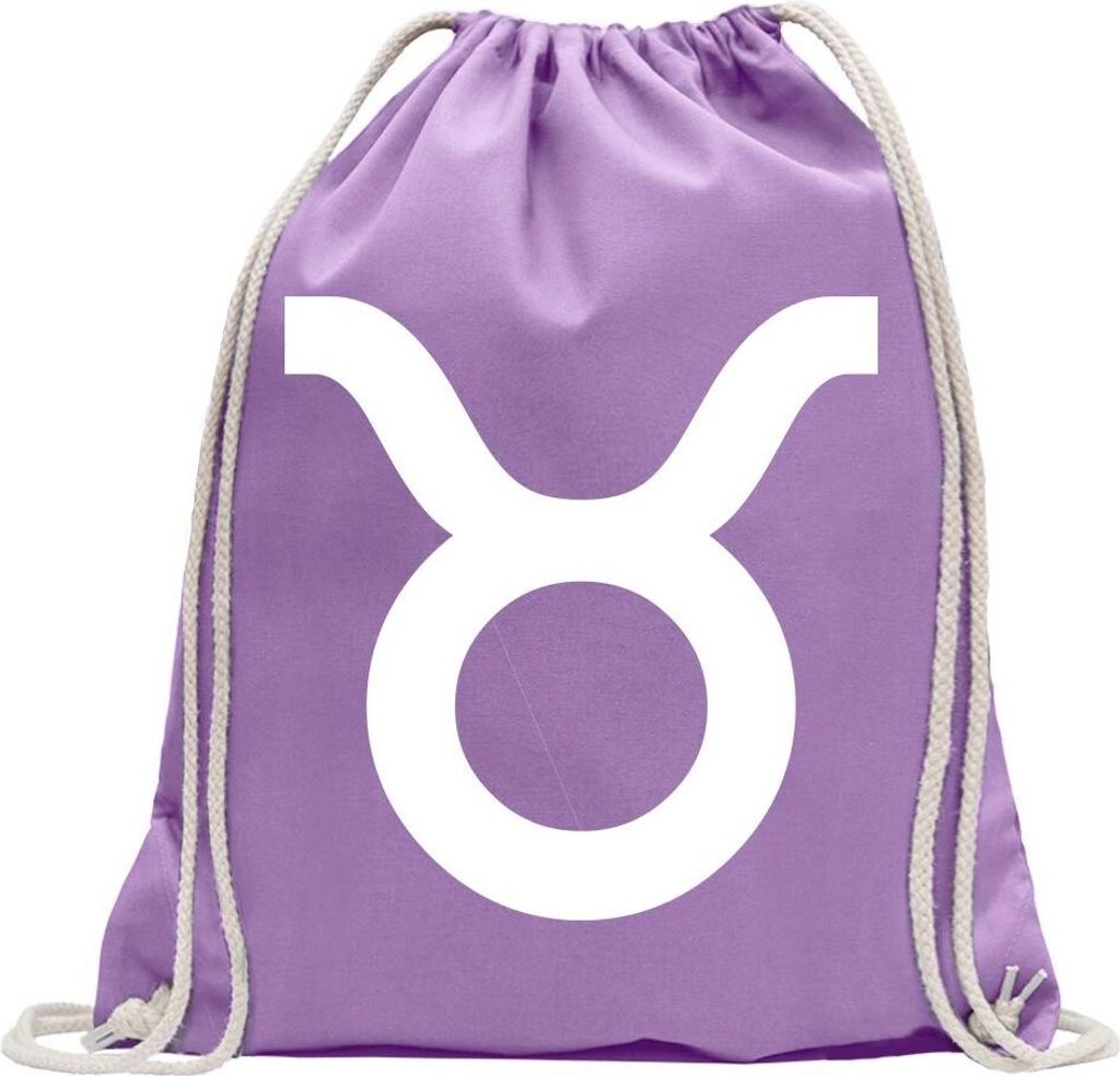 Kiwistar - Turnbeutel - lavendel - Stier Sternzeichen - Fun Rucksack Sport Beutel Gymsack Baumwolle mit Ziehgurt
